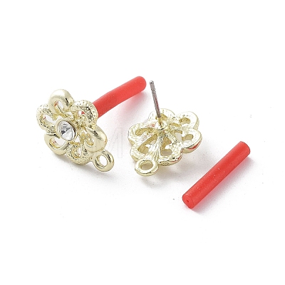 Rack Plating Golden Alloy with Rhinestone Stud Earring Findings EJEW-B036-02G-04-1