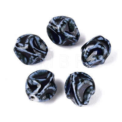 Vintage Handmade Porcelain Wrinkle Beads PORC-Q006-09I-1