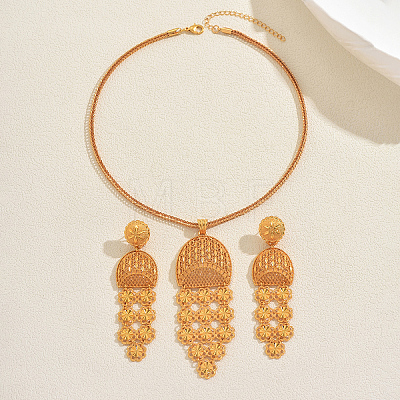 Vintage Alloy Long Tassel Hollow Flower Earrings & Necklaces Sets for Women HI3455-1