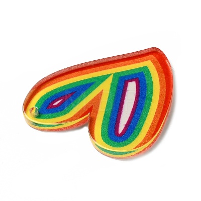 Rainbow Color Printed Acrylic Pendants OACR-B006-01C-1