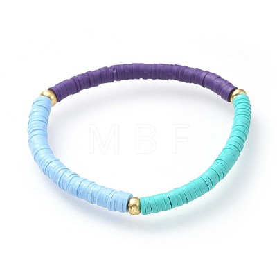 Handmade Polymer Clay Heishi Beads Stretch Bracelets BJEW-JB04615-M-1