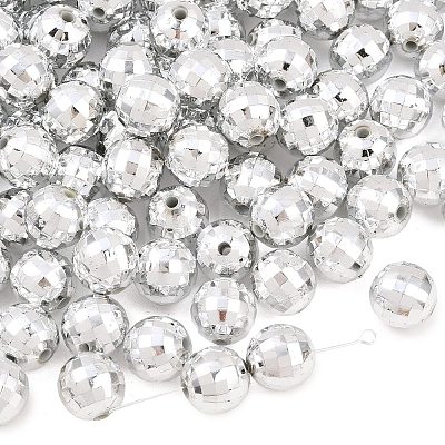 Faceted Round Plated Acrylic Beads PACR-L001-12mm-S-1
