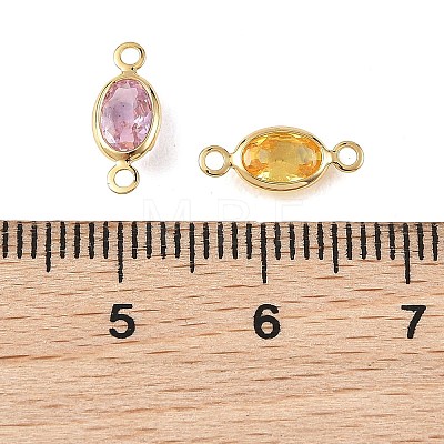 SHEGRACE Brass Pave Cubic Zirconia Oval Connector Charms XGRQ2O712-439G-1