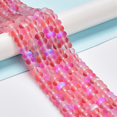 Frosted Transparent Glass Beads Strands FGLA-M002-01A-1