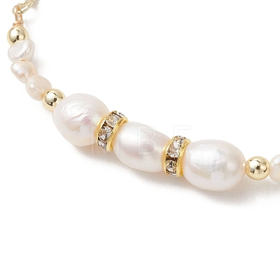 Natural Cultured Freshwater Baroque Pearl Beads Link Bracelets BJEW-JB13554-1