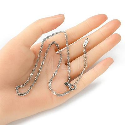 304 Stainless Steel Singapore Chain Necklace for Men Women NJEW-YW0001-11-1