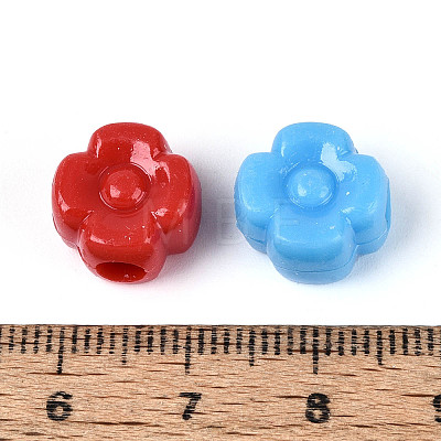 Plastic 4 Petal Flower European Beads KY-T041-25M-1