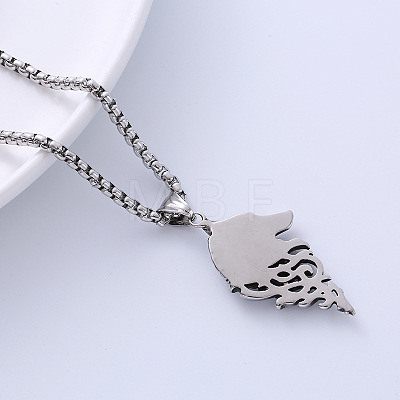 Viking Pirate Wolf Head 304 Stainless Steel Pendant Necklaces LU3872-1