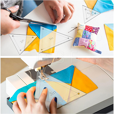 1~6 Inch Triangle Transparent Acrylic Quilting Templates DIY-WH0172-939-1