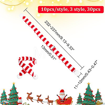  30Pcs 3 Style Mini Christmas Striped Knitted Scarf DIY-NB0008-79-1