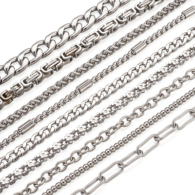 Unisex 304 Stainless Steel Chain Bracelets BJEW-TA0001-05P-1