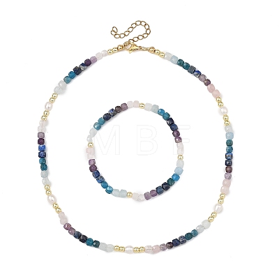 Gemstone & Electroplate Non-magnetic Synthetic Hematite Beads Beaded Necklaces & Bracelet Jewelry Sets for Women SJEW-JS01380-1
