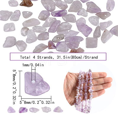 SUNNYCLUE 4 Strands Natural Amethyst Chip Beads Strands G-SC0002-65-1