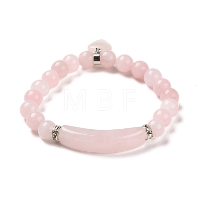 Natural Rose Quartz Beads Charm Bracelets BJEW-K164-B11-1