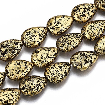 Electroplated Natural Lava Rock Bead Strands G-T131-87G-1