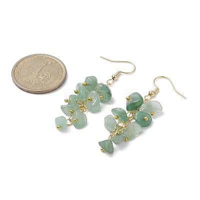 Natural Green Aventurine Chips Dangle Earrings EJEW-JE05266-05-1