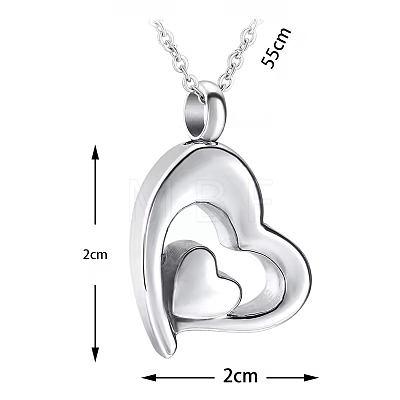 304 Stainless Steel Heart Pendant Urn Ashes Necklaces PW-WG8DE50-01-1