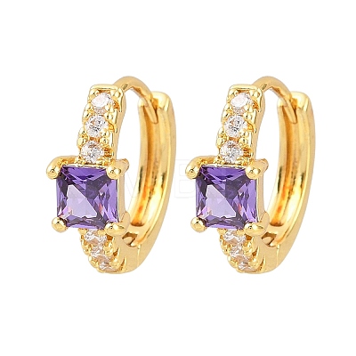 Brass Micro Pave Cubic Zirconia Hoop Earrings KK-Z166-12G-01-1