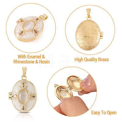 1Pc Brass Enamel Locket Pendants FIND-TA0010-71C-1