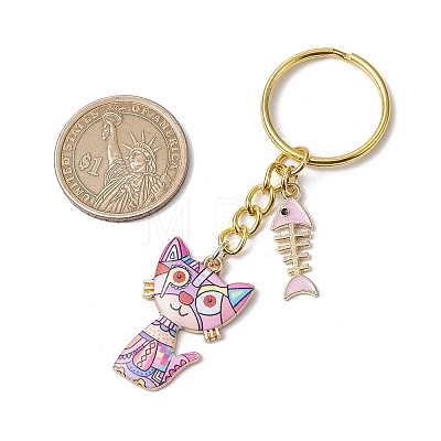 Alloy Enamel Cat Keychain KEYC-JKC01182-01-1