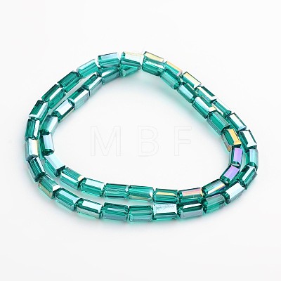 AB Color Plated Faceted Cuboid Electroplate Glass Beads Strands EGLA-F109-A06-A-1