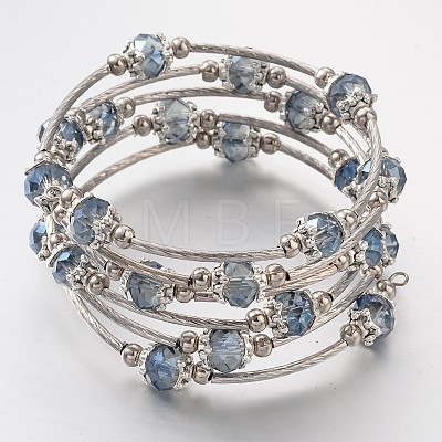 More Loops Glass Beads Wrap Bracelets BJEW-JB02043-1