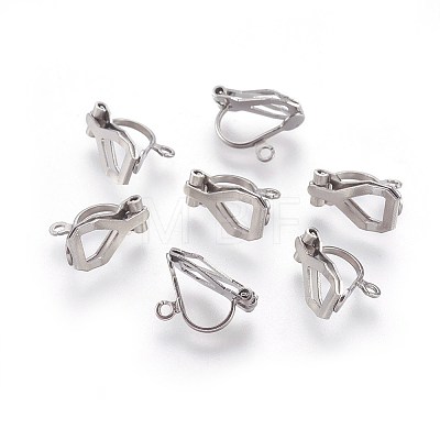 304 Stainless Steel Clip-on Earrings Components X-STAS-F188-07P-1