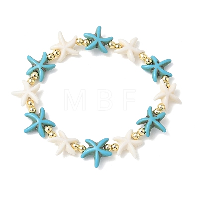 Synthetic Turquoise & Non-magnetic Hematite Beads Stretch Bracelets for Women Men BJEW-JB13728-02-1