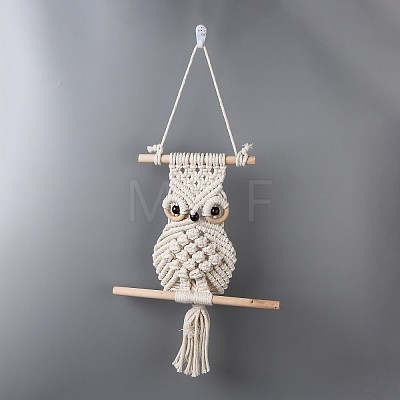 Cotton Cord Macrame Woven Wall Hanging HJEW-C010-18-1