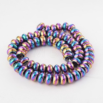 Rondelle Electroplated Non-magnetic Synthetic Hematite Bead Strands G-M232-13-1