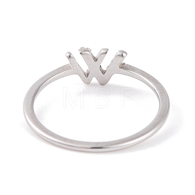 304 Stainless Steel Letter W Finger Ring for Women RJEW-C086-07-P-1