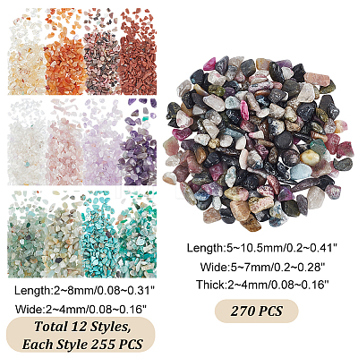   3330Pcs 13 Style Natural & Synthetic Gemstones Chip Beads G-PH0002-15-1