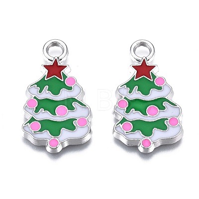 Christmas Tree Alloy Enamel Pendants ENAM-R041-18-1