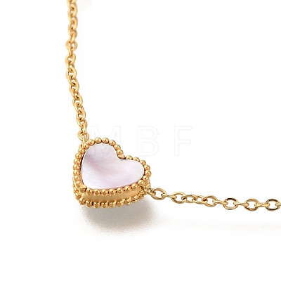 Ion Plating(IP) 304 Stainless Steel & Shell White Heart Bib Necklaces NJEW-F328-14G-01-1