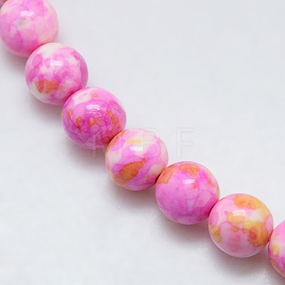 Synthetic Ocean White Jade Beads Strands G-L019-8mm-02-1