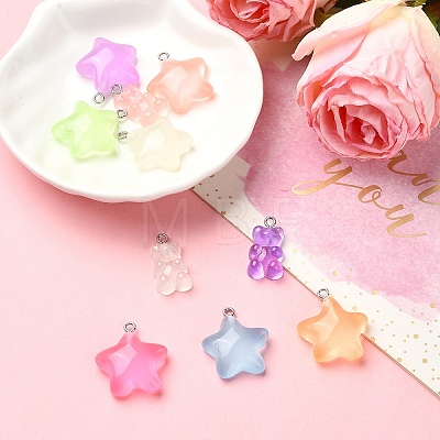 10Pcs 10 Styles Luminous Transparent Resin Pendants RESI-YW0001-80-1