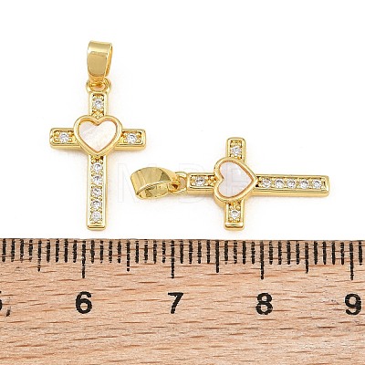 Brass Micro Pave Clear Cubic Zirconia Pendants CU-CBAA571-17G-1