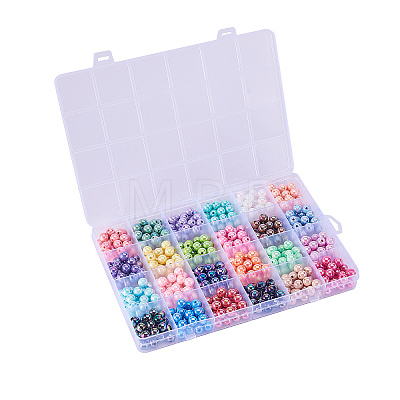 600Pcs 24 Colors Opaque Acrylic Beads MACR-CJ0001-16-1