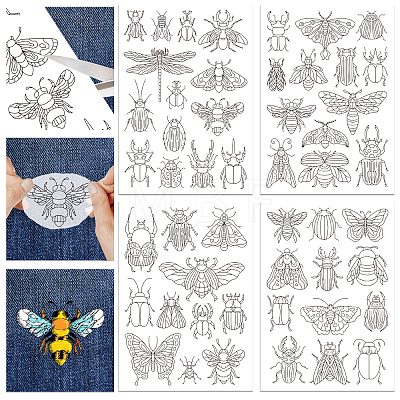 4 Sheets 11.6x8.2 Inch Stick and Stitch Embroidery Patterns DIY-WH0455-105-1