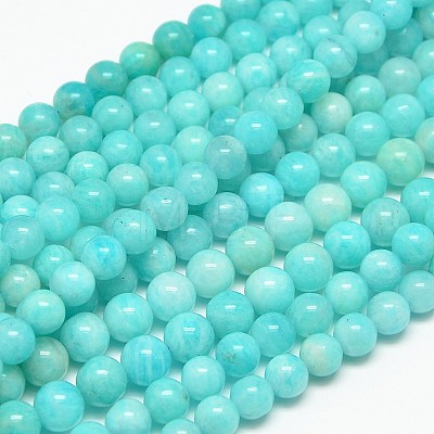 Natural Gemstone Amazonite Round Beads Strands G-O017-10mm-08C-1