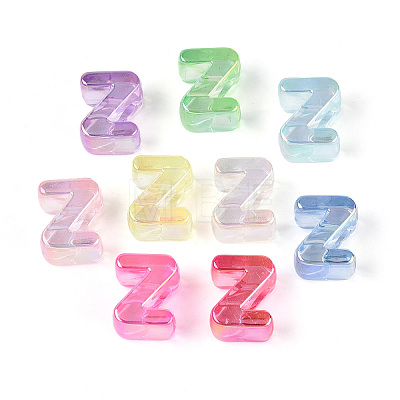 UV Plating Transparent Acrylic European Beads OACR-M027-02Z-1