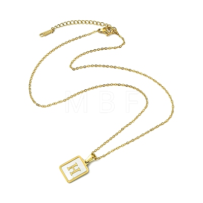 Ion Plating(IP) Rectangle with Initial Letter 304 Stainless Steel Pendant Necklace NJEW-R265-04G-H-1