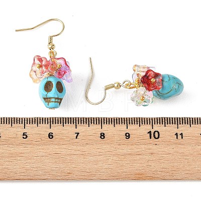 Glass & Synthetic Turquoise Beads Dangle Earrings EJEW-JE07452-1