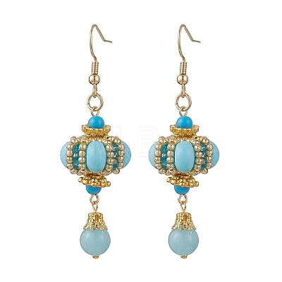 Lantern 304 Stainless Steel Synthetic Imperial Jasper Dangle Earrings EJEW-MZ00609-01-1