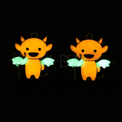 Halloween Theme Rack Plating Luminous Alloy Enamel Pendants ENAM-N056-233P-1