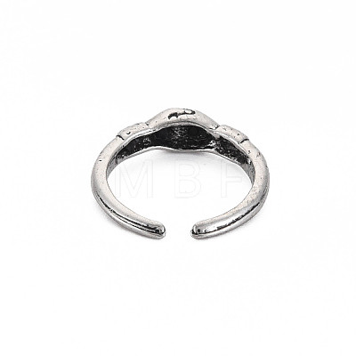 Handshake Alloy Open Cuff Ring for Women RJEW-N029-105-1