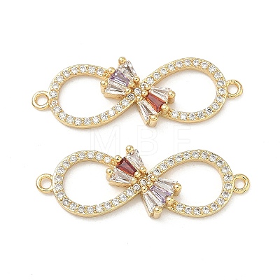 Brass Micro Pave Cubic Zirconia Bowknot Infinity Connector Charms KK-P350-23G-1