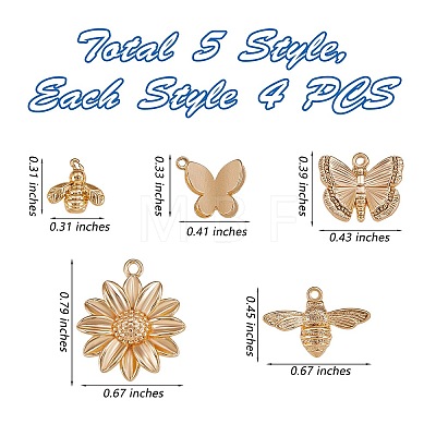 20Pcs 5 Style Brass Pendants KK-SZ0001-77-1