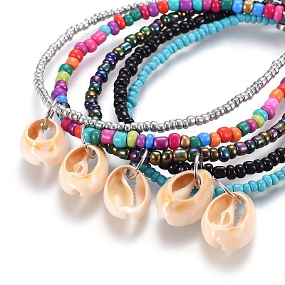 Glass Seed Beads Anklets AJEW-AN00252-1