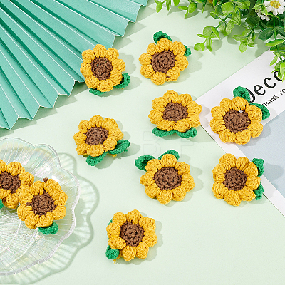 Sunflower Shape Crochet Appliques DIY-FG0004-04-1